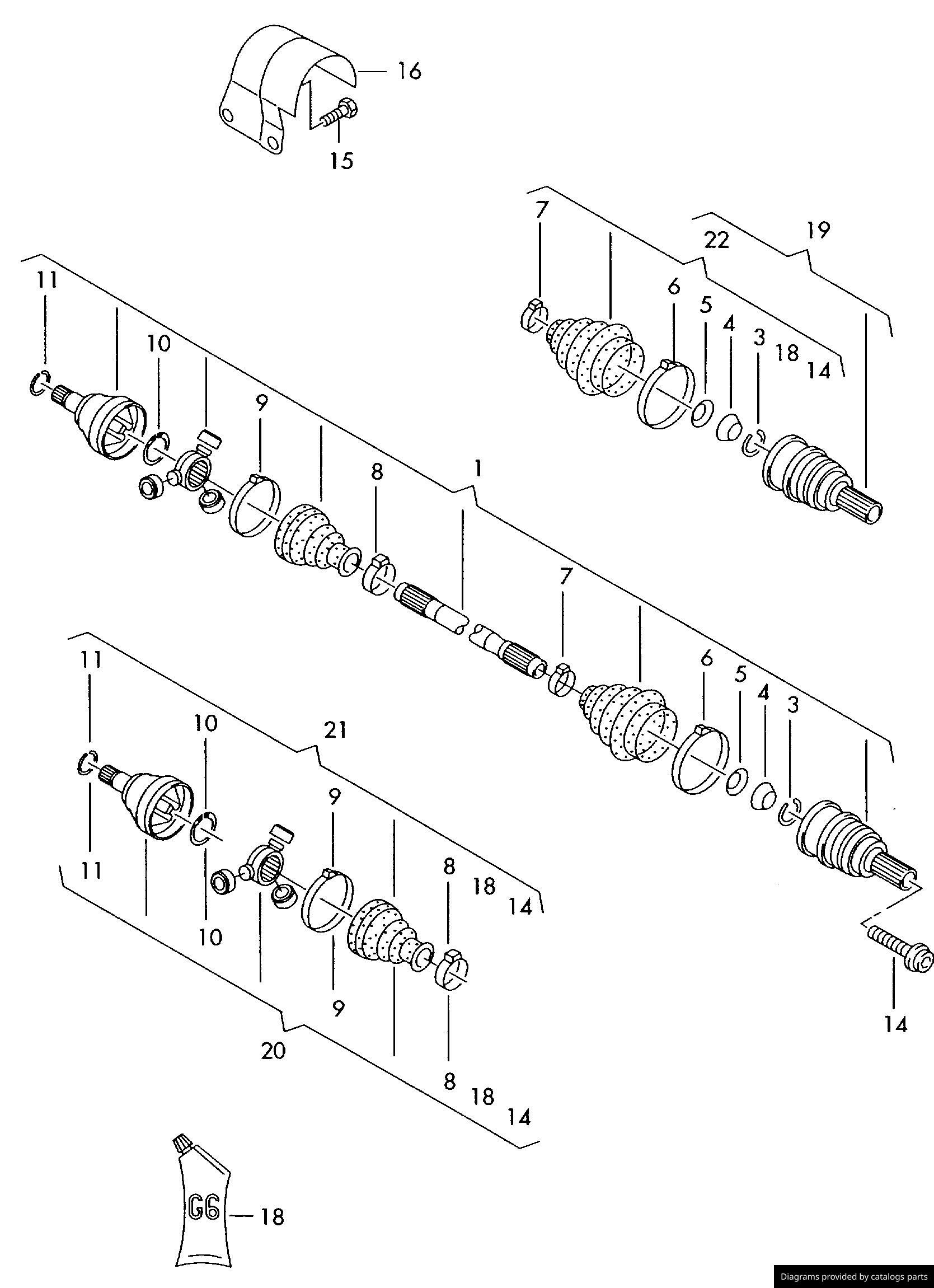 Audi Constant Velocity Joint With Boot, Attachment Parts And Grease
