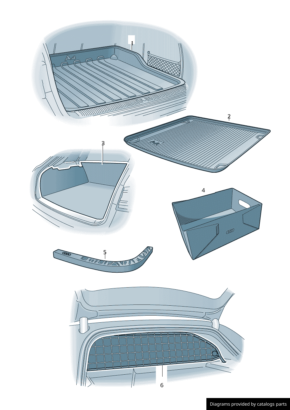 Audi Luggage Compartment Half Partition Grille Dark Grey Genuine Audi