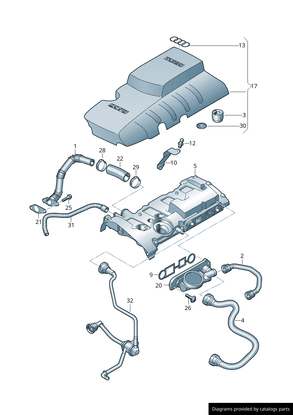 Genuine OEM Engine Crankcase Breather Hose for Volkswagen 06F103215B 