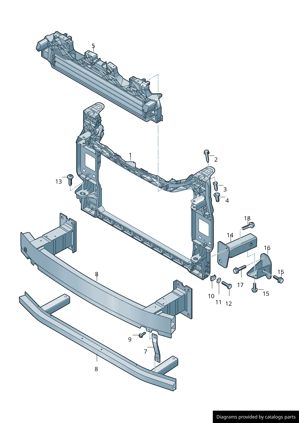 Audi Lock Carrier With Mounting ForCoolant Radiator 4KE805594 - LLLParts