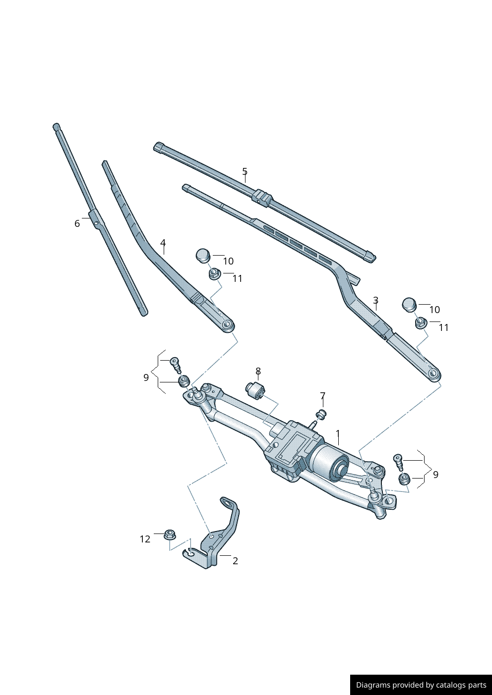 Audi Window Wiper Mounting With Wiper Motor Rhd Genuine Audi 8P2955023L LLLParts