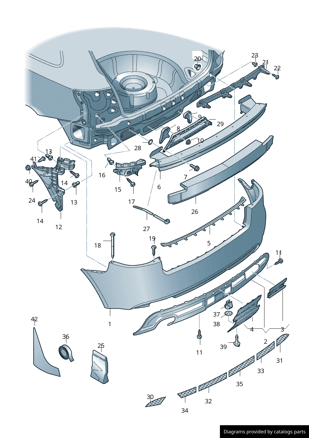Audi O/S Right Rear Bumper Support Bracket Genuine Audi 8P4807378B