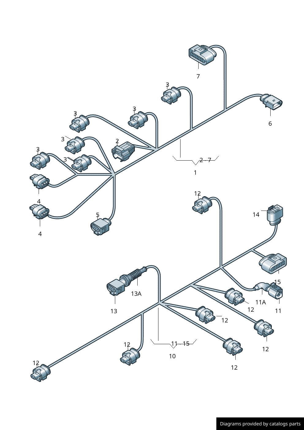Volkswagen / Audi Wiring Harness For Injectors 06E971627AG LLLParts