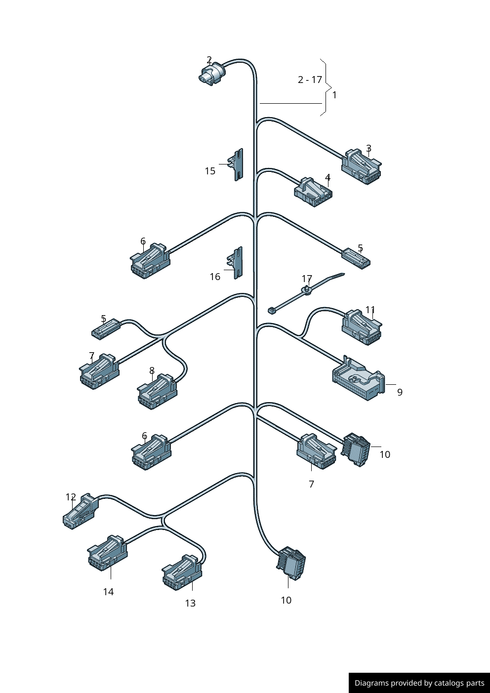 Audi Wiring Harness For DoorTrim Panel 8W0971035BL LLLParts