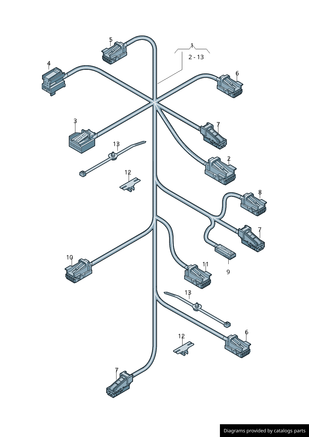 Audi Wiring Harness For Door Trim Panel 80A971693J LLLParts