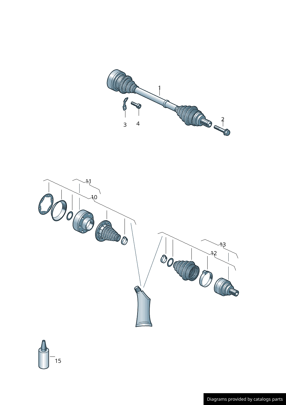 Audi Drive Shaft With ConstantVelocity Joints 8S0501203 LLLParts