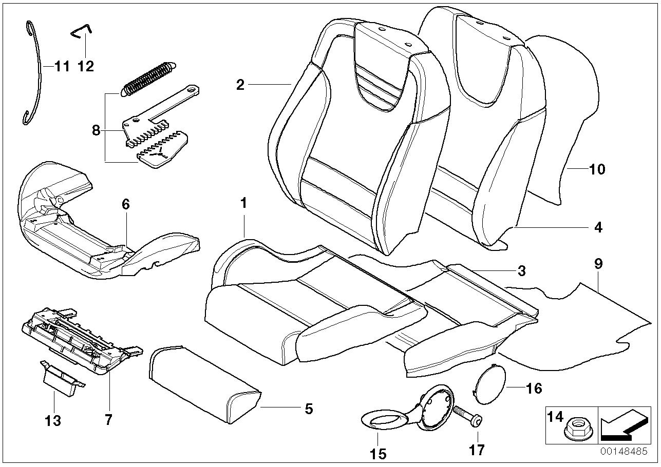 Mini Leather Cover Recaro Sport Backrest Left 52106966585 - LLLParts