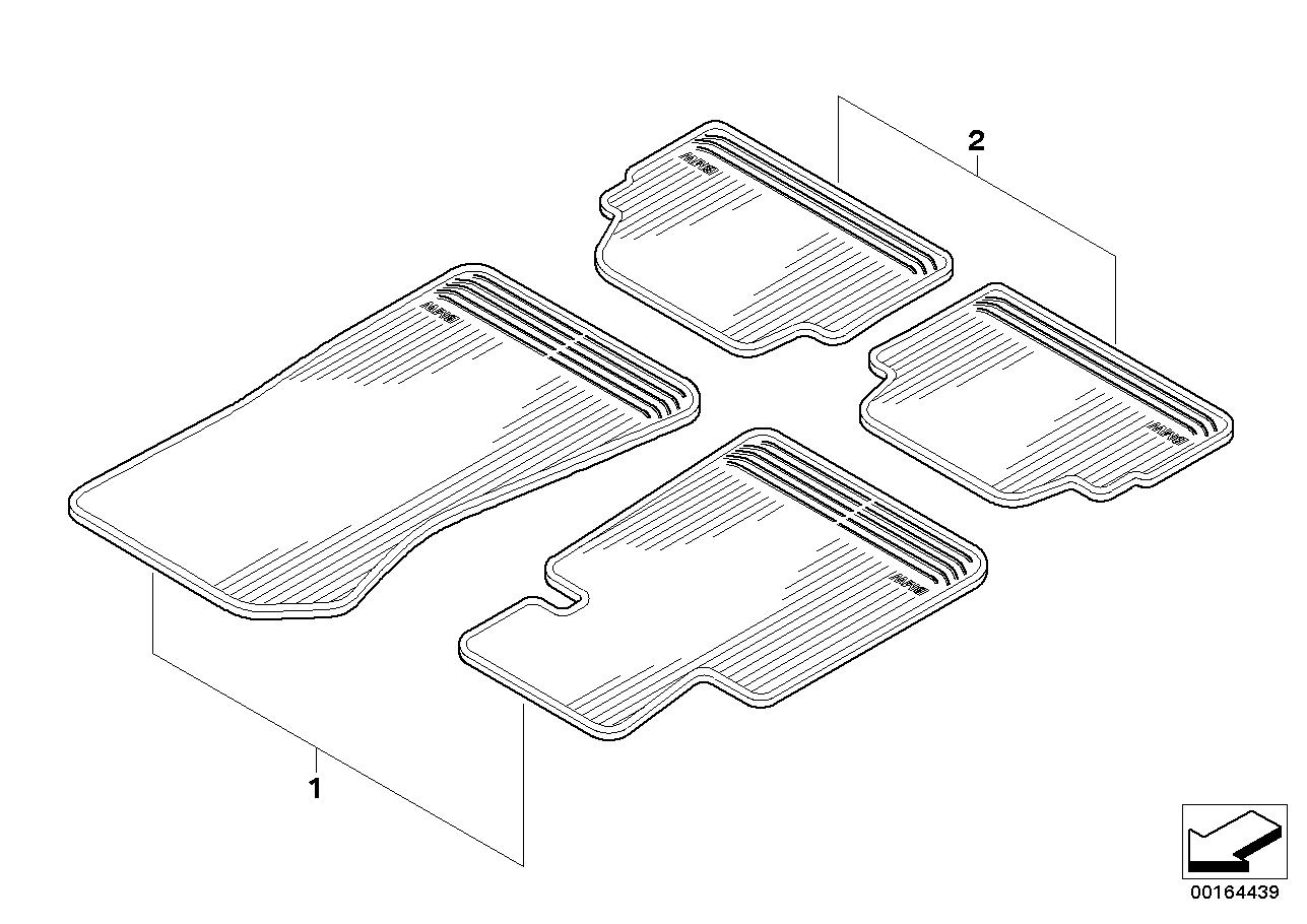 BMW Front Rubber Floor Mat Set Anthracite - Genuine BMW 