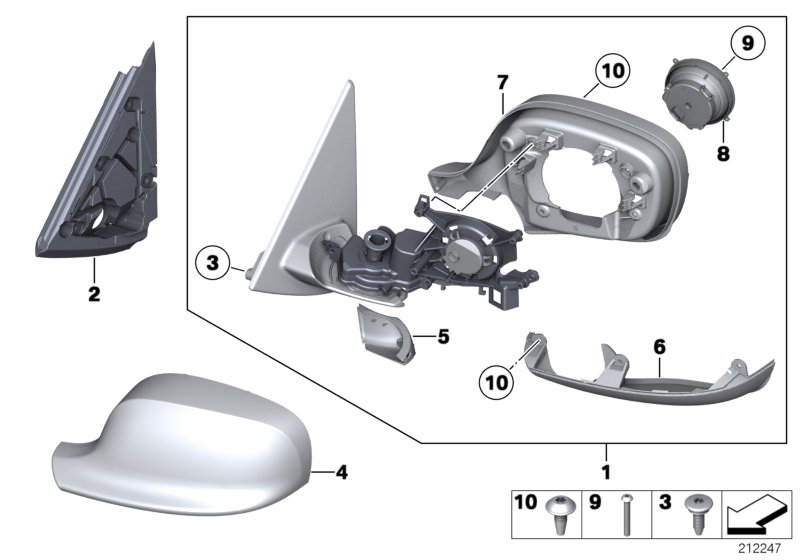 BMW Left Mirror Cap Cover Genuine BMW 51162997537 LLLParts