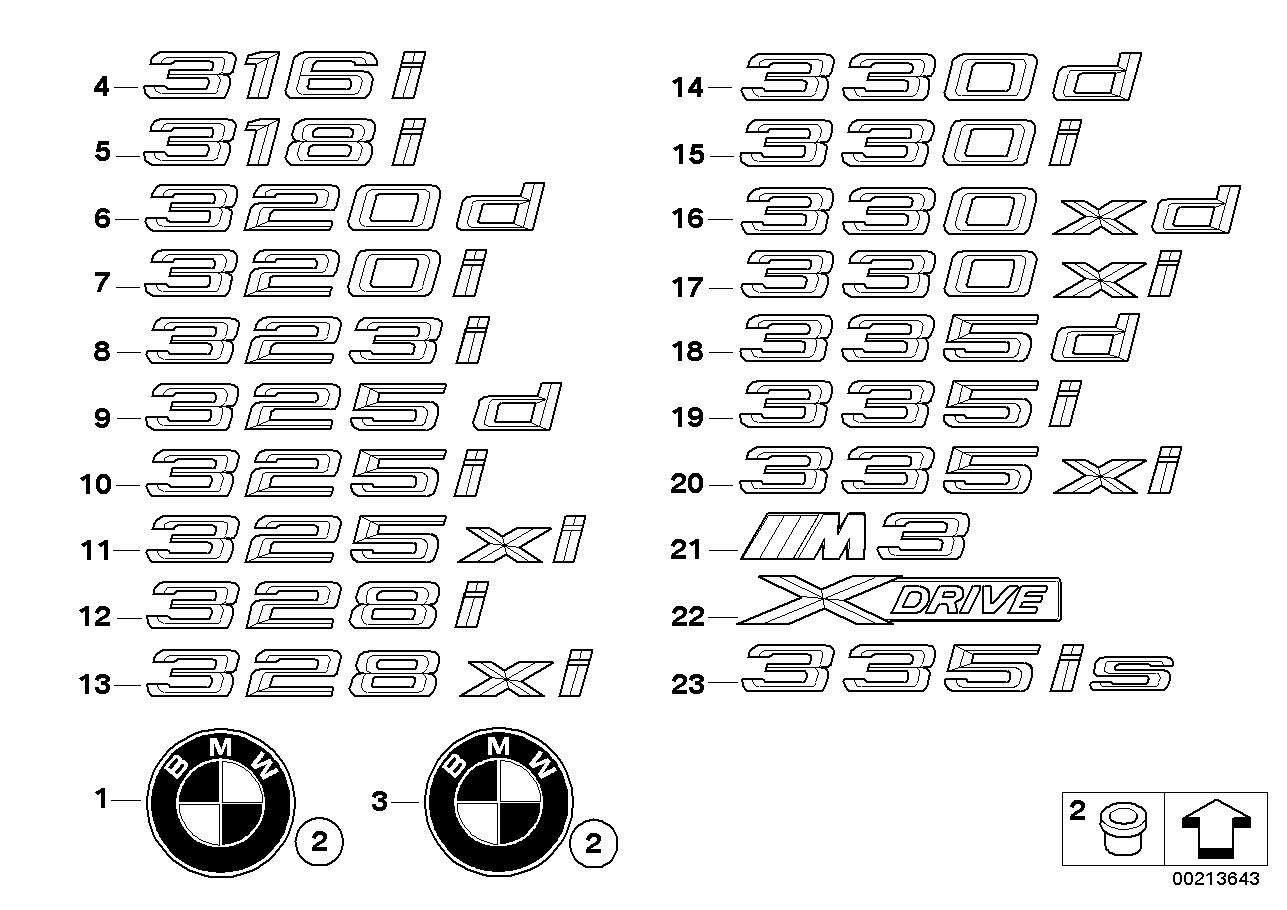 BMW Trunk Emblem - E92 328i/xi, 335i/xi, M3 51147146051
