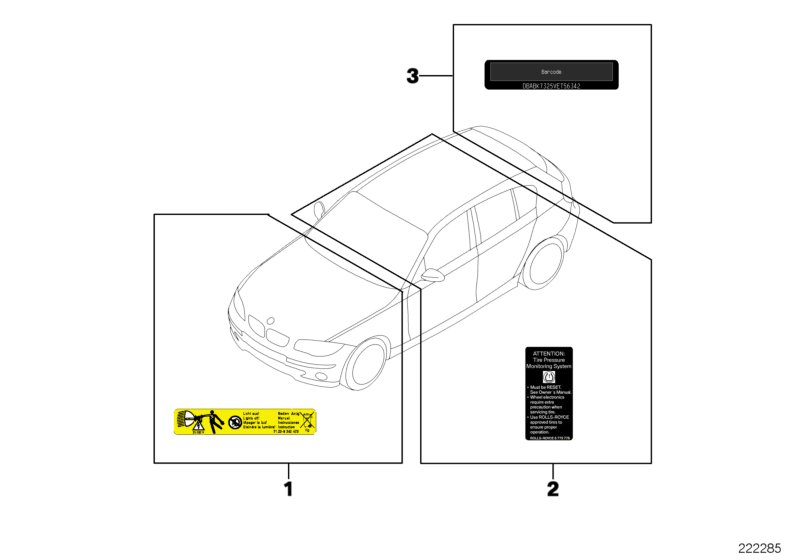 BMW Xenon Warning Sticker Genuine BMW 71237248266 LLLParts