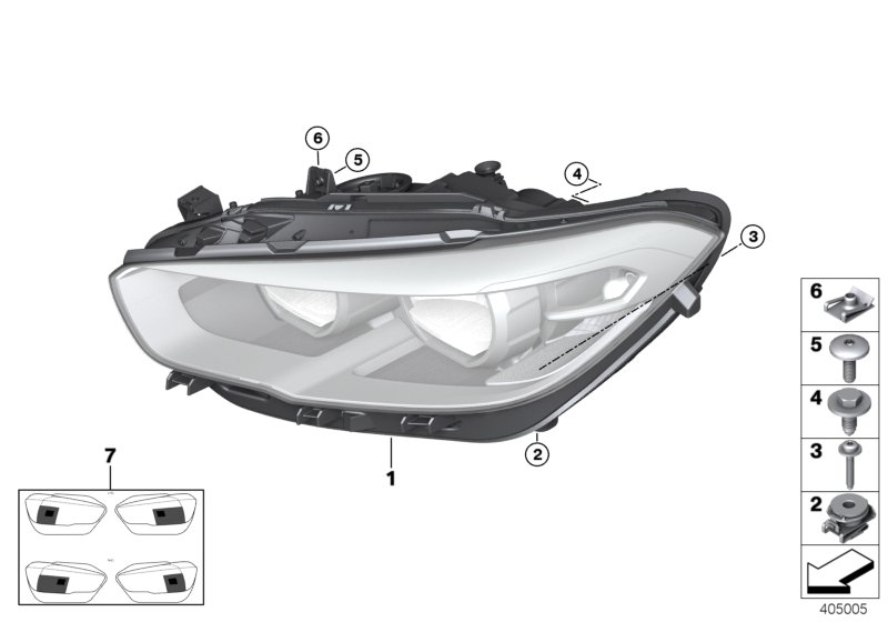 BMW Headlight, Led Technology, Right 63117414144 LLLParts