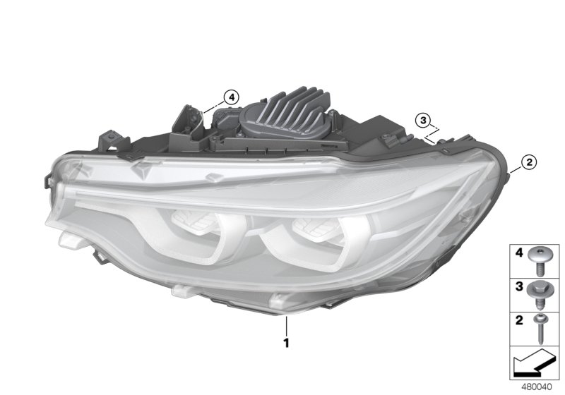 BMW Headlight, Led Technology, Right 63117478154 LLLParts