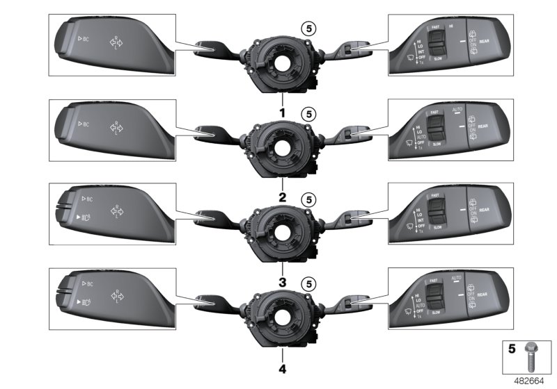 BMW Switch Cluster Steering Column 61319490815 LLLParts