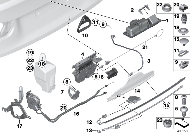 51247269543 - Genuine BMW Trunk Lid Lock, Top - 51247269543 -  F01,F10,F15,F31