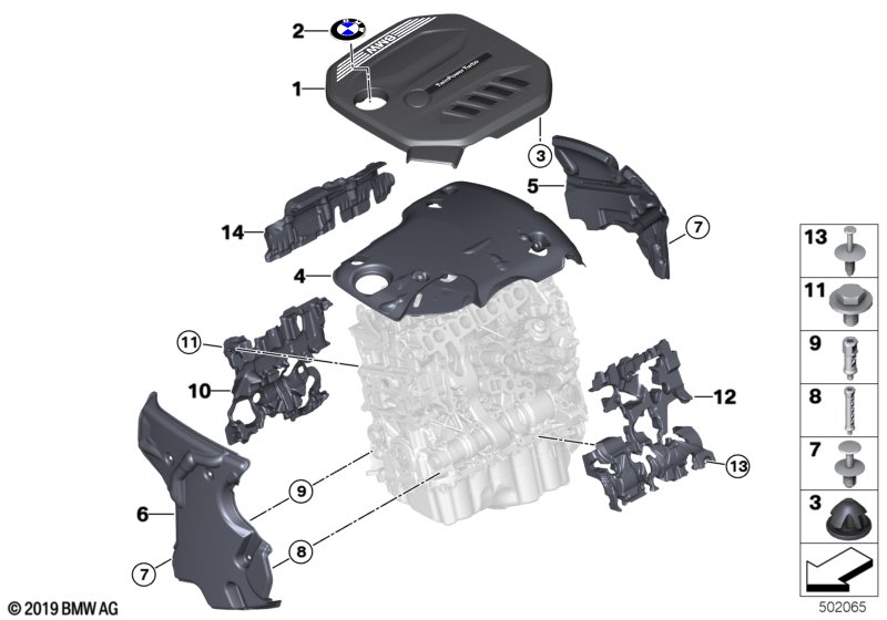 BMW Engine Cover Trim Rubber Mount Grommet Bush 11127614138