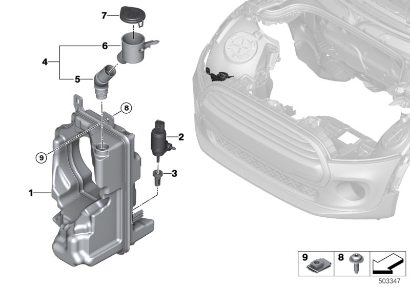 Mini Washer Fluid Reservoir 61669478908 - LLLParts