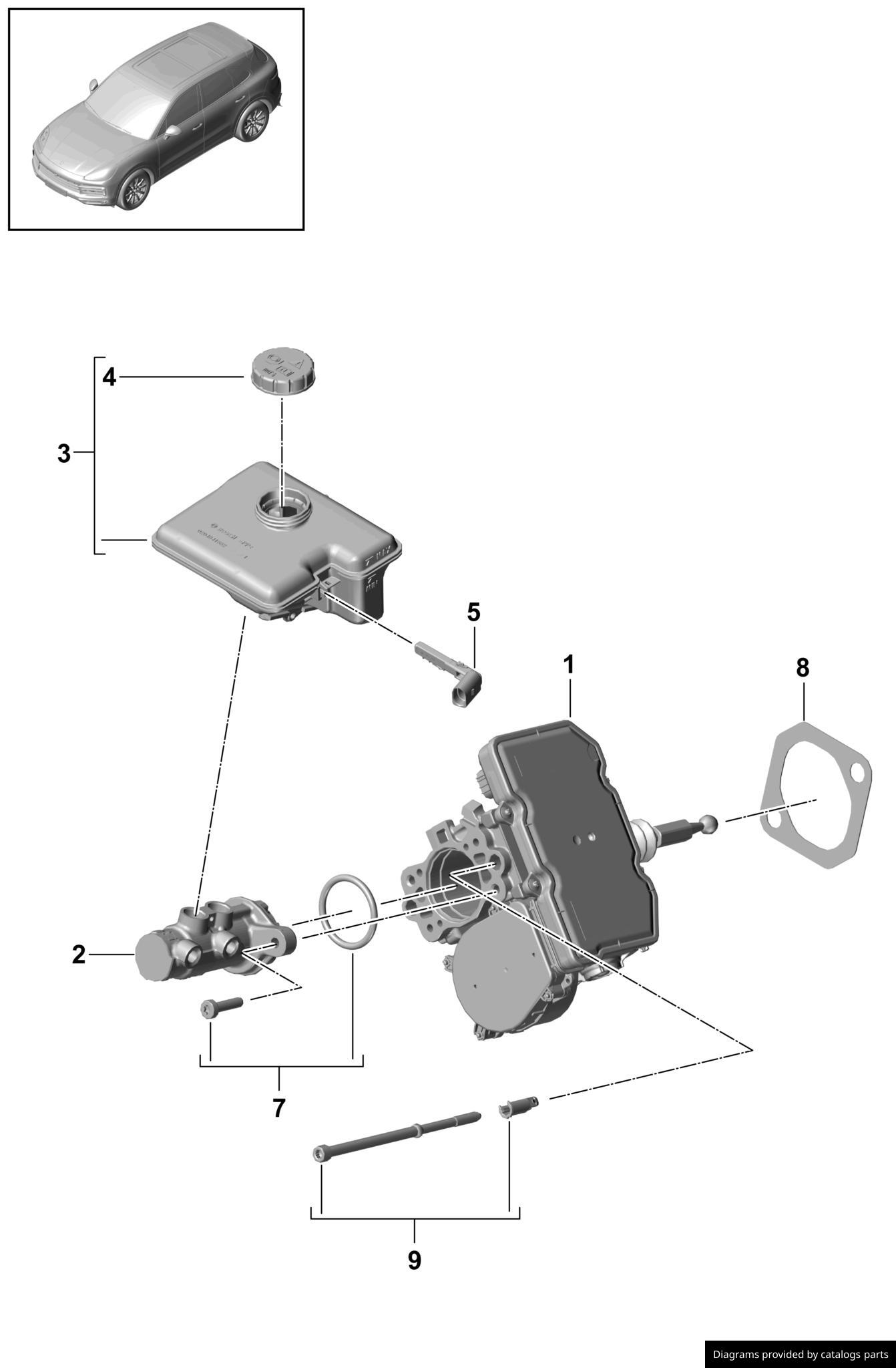 Porsche Tandem Brake Master Cylinder 9Y0614019 LLLParts