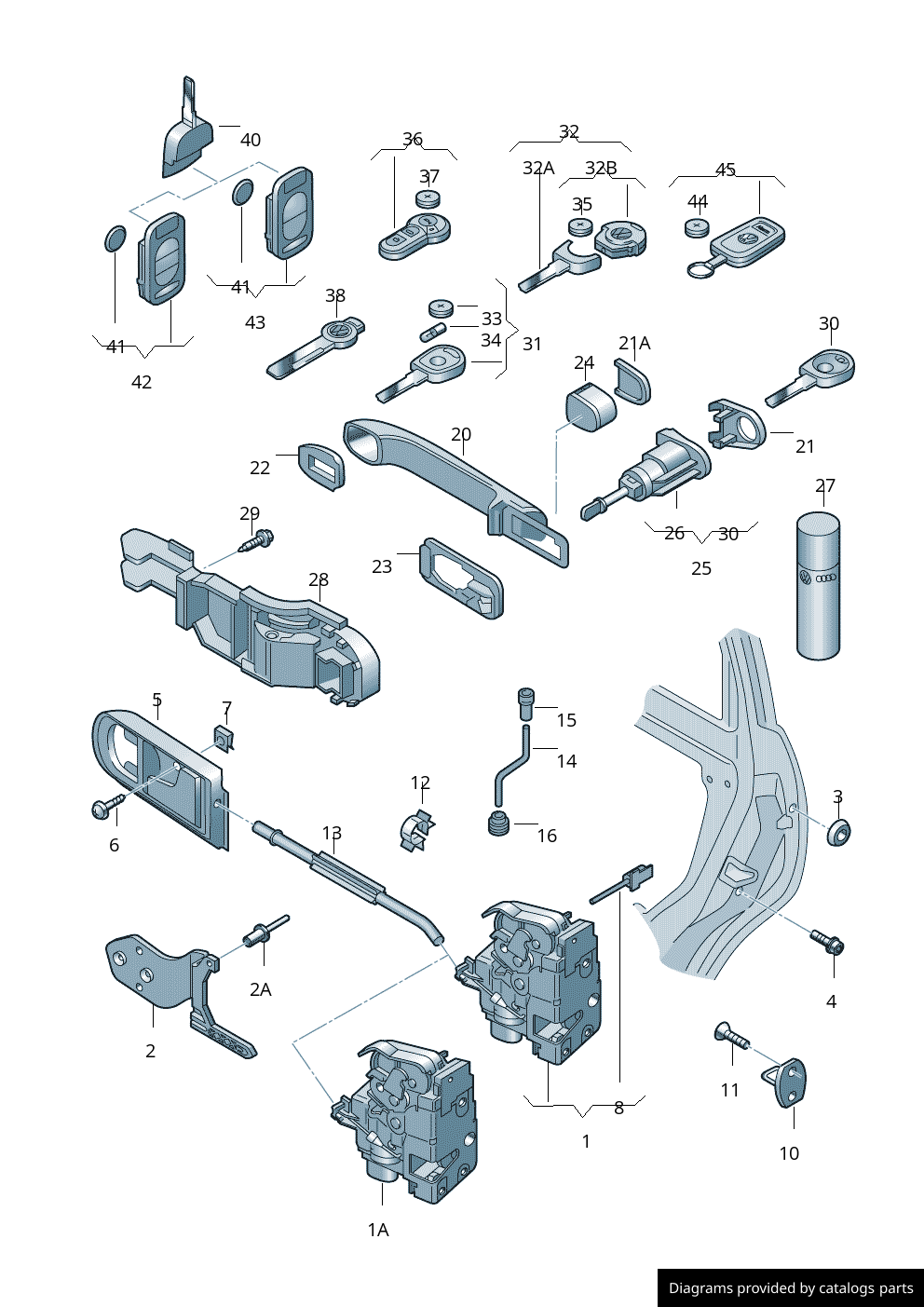 Volkswagen / Seat Lock Cylinder With Housing 107837168JD - LLLParts