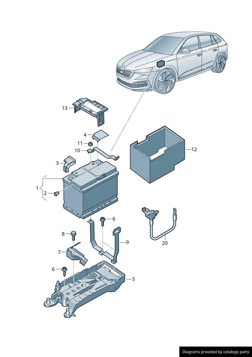 Car Battery (OEM) suitable for: Porsche, Audi, VW, Lamborghini