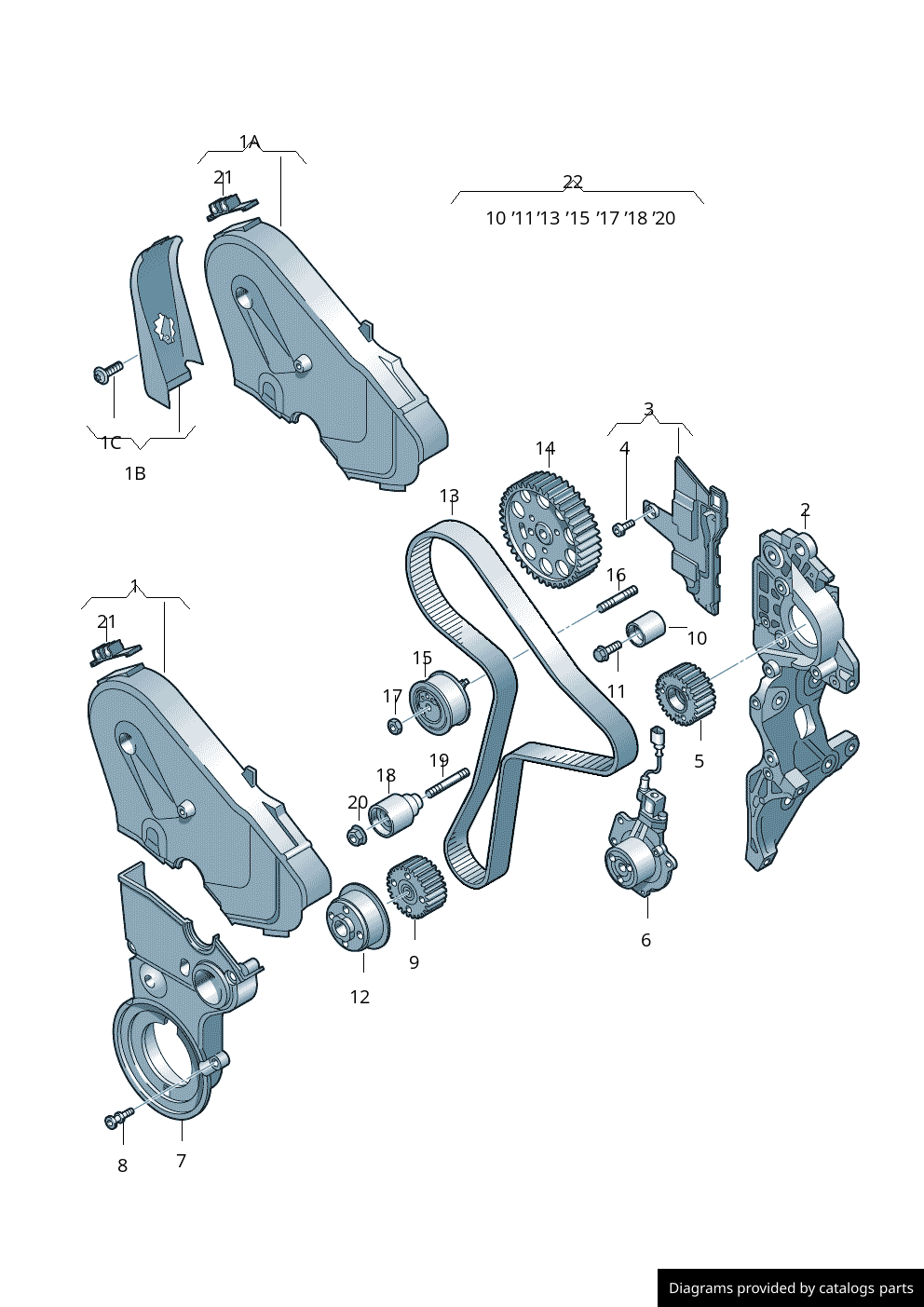 Volkswagen / Audi / Seat / Skoda Repair Kit For Toothed BeltWith ...