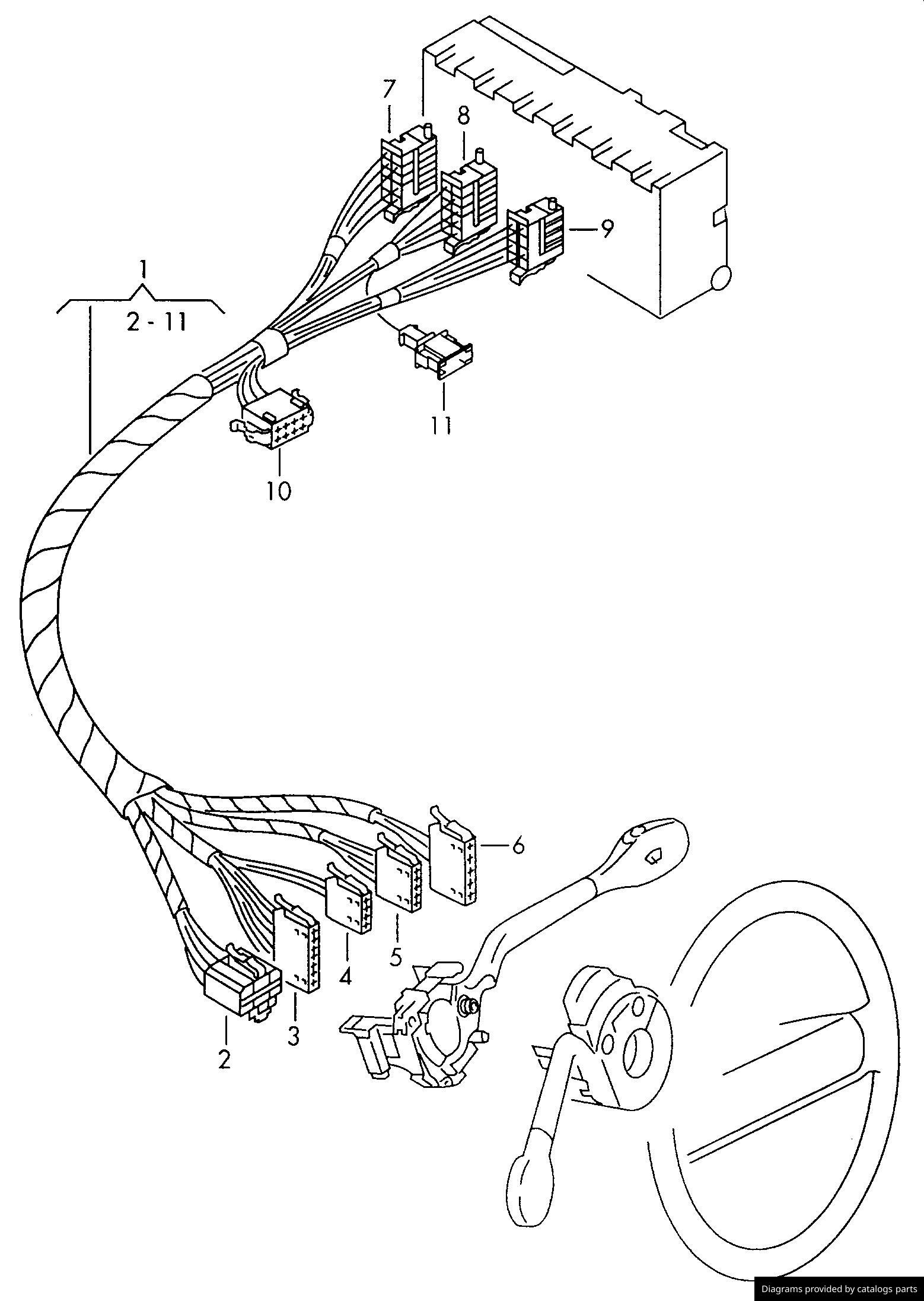 Volkswagen Wiring Harness For Steering Column Combination Switch
