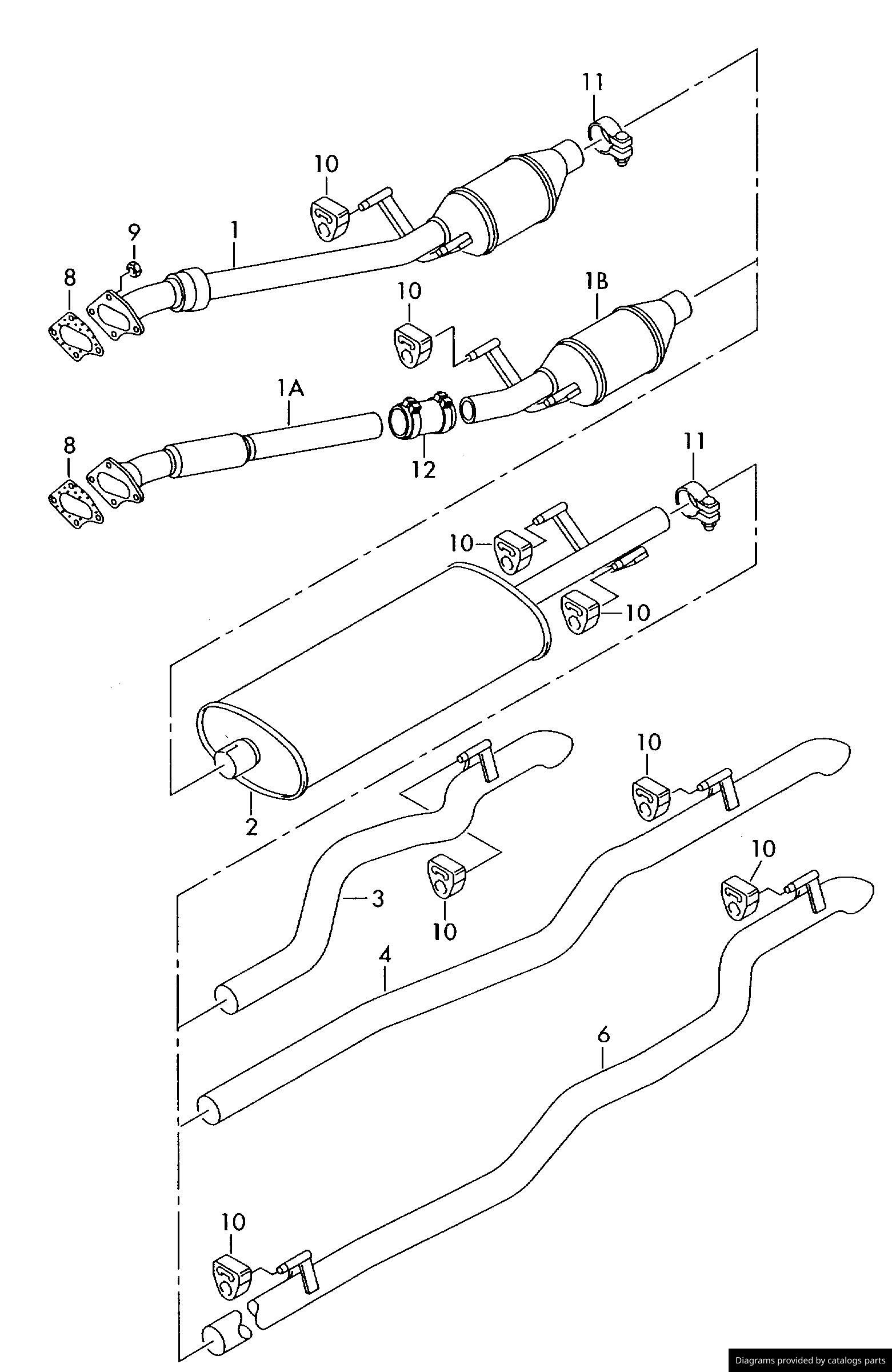 Volkswagen Exhaust Pipe With Catalyst 2D0253208QX LLLParts