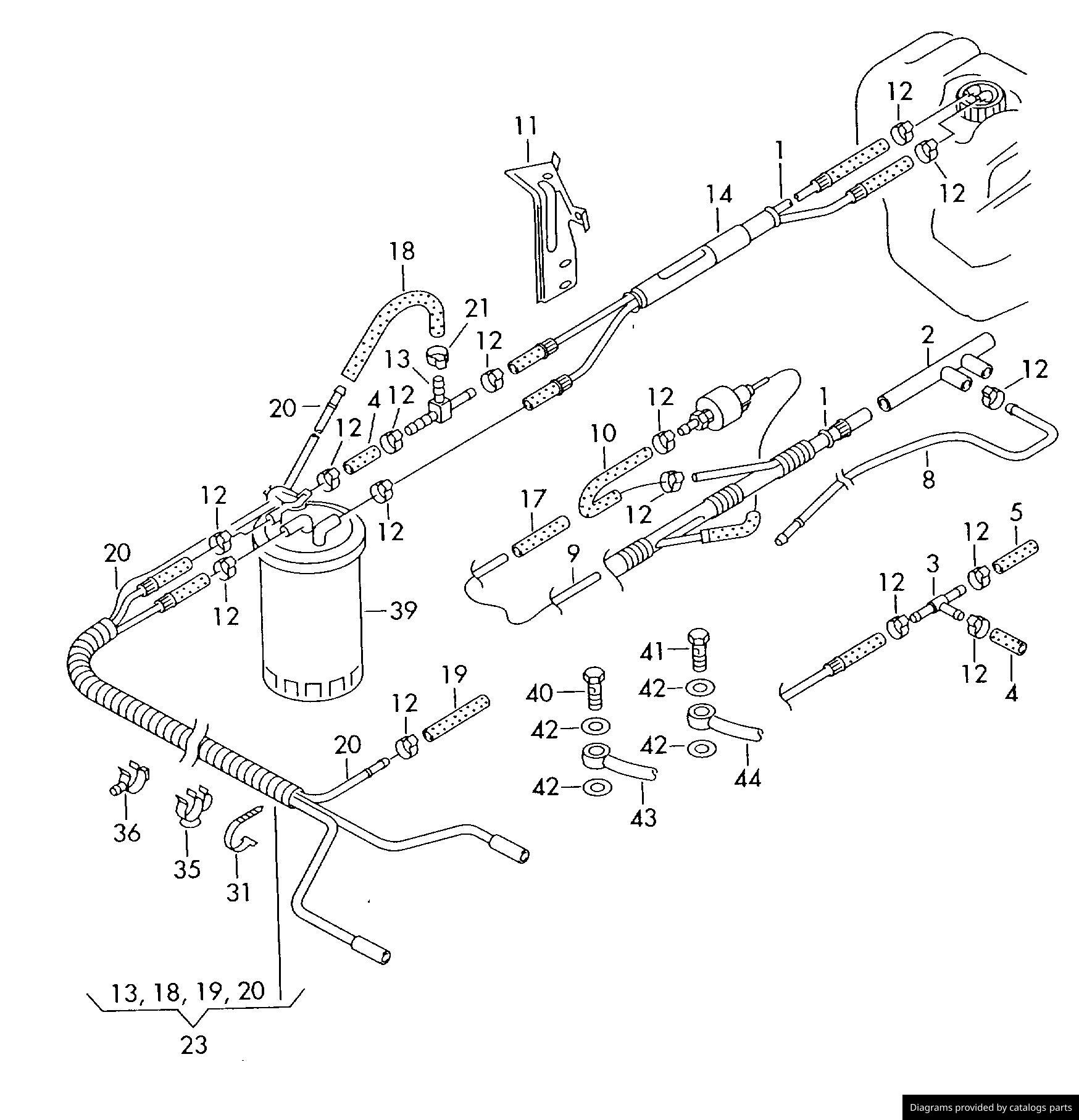 Volkswagen 1 Set Fuel Pipes 701201080BG - LLLParts