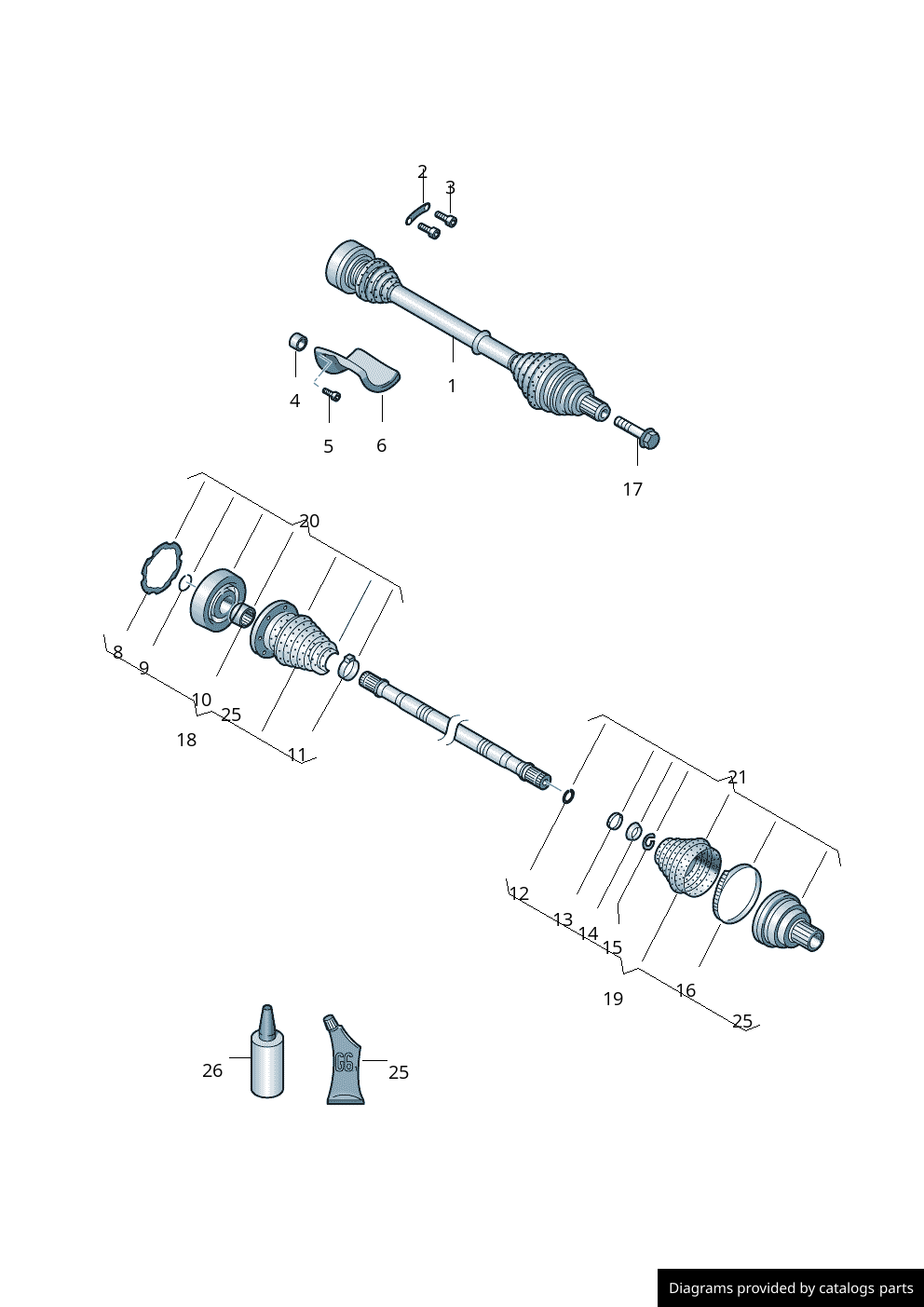 Volkswagen Drive Shaft With Constant Velocity Joints 1K0407272EB LLLParts