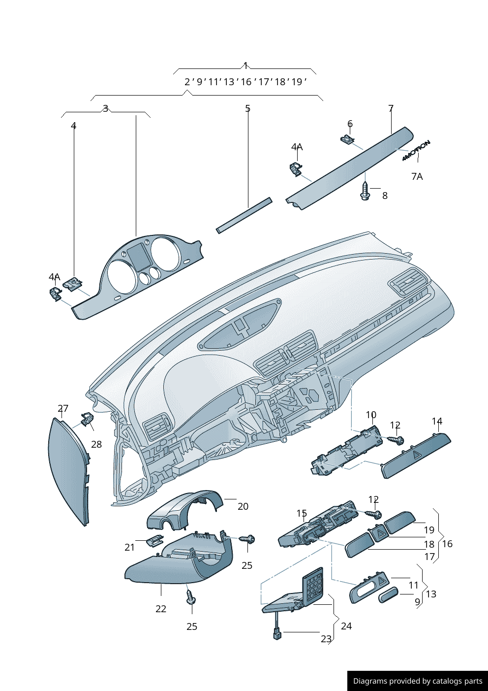 Volkswagen Stowage Compartment 3C2857346H - LLLParts