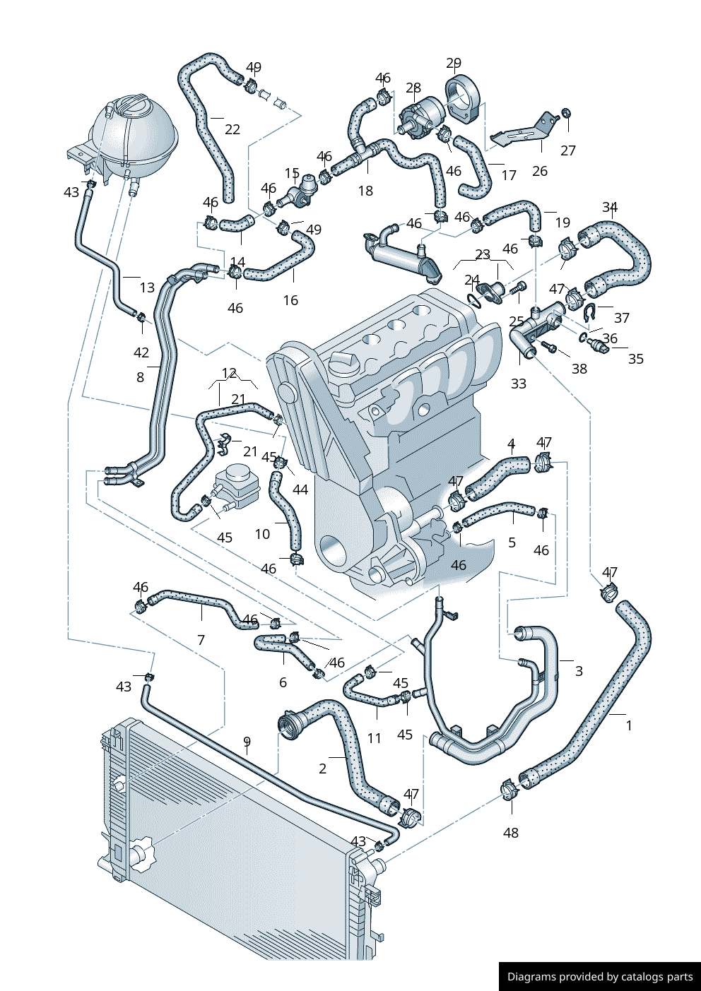 Volkswagen Coolant Hose 076121063D LLLParts