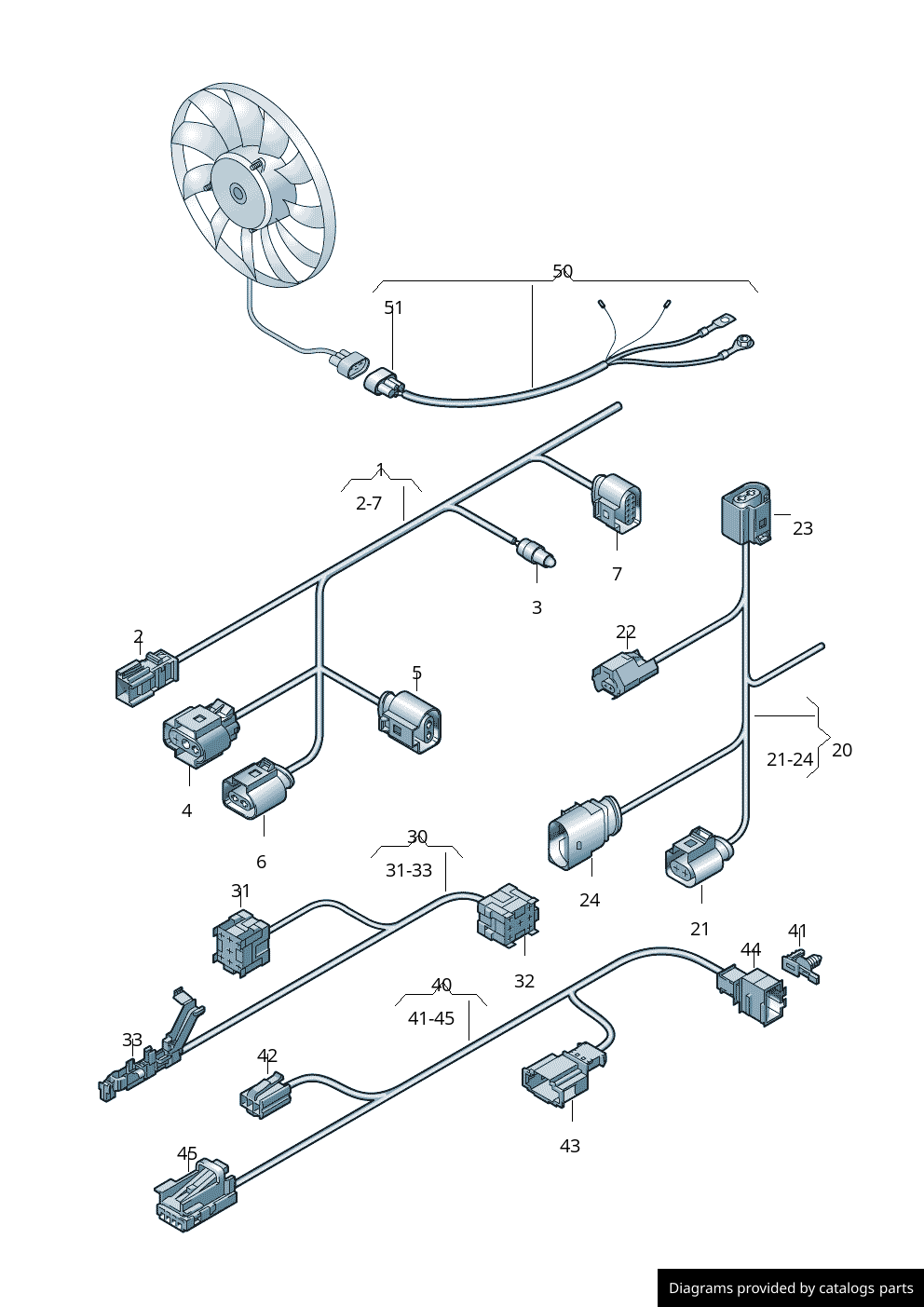 Volkswagen Wiring Harness SectionFor Lighting 5N0971071 LLLParts