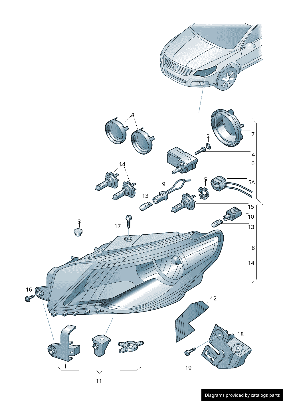 Volkswagen Halogen Twin HeadlightsWith Static Cornering Light