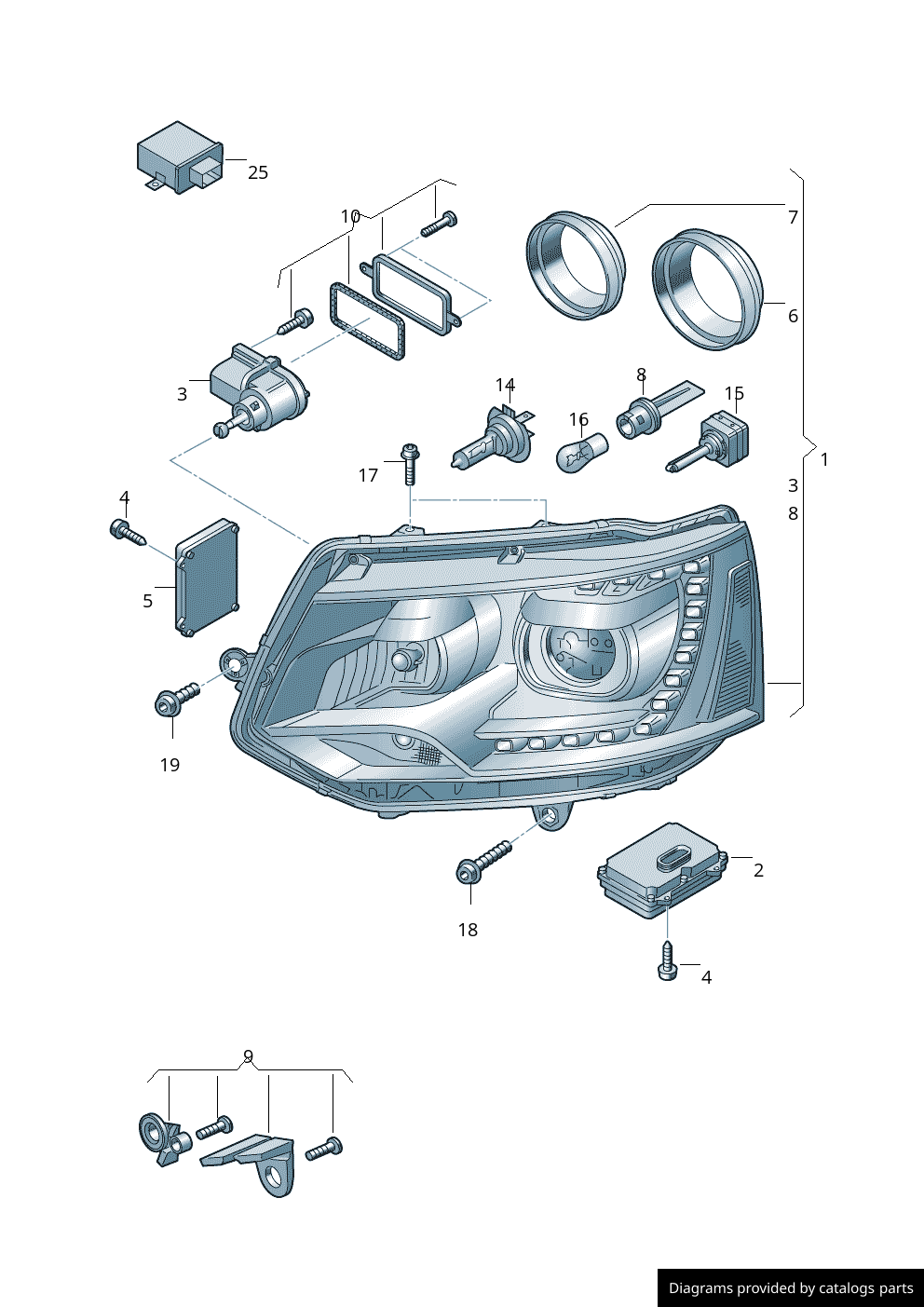 Volkswagen Headlight Range Control Motor 7E5941295 LLLParts