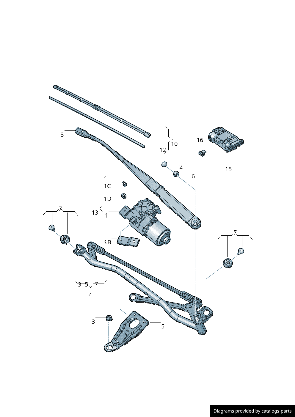 Volkswagen Wiper Motor With Crank 5C8955113D LLLParts