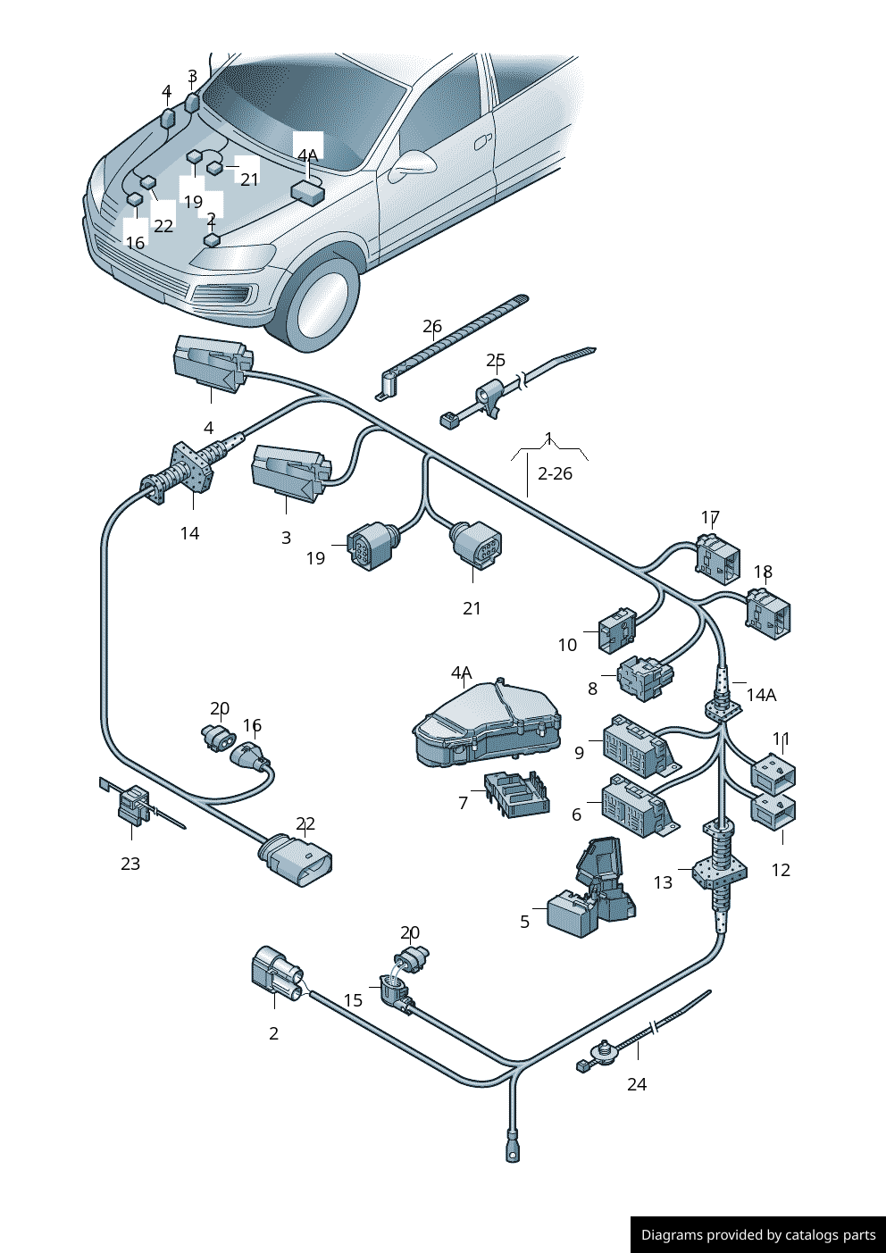 Volkswagen Harness For Engine Compartment 7P6971072AD LLLParts