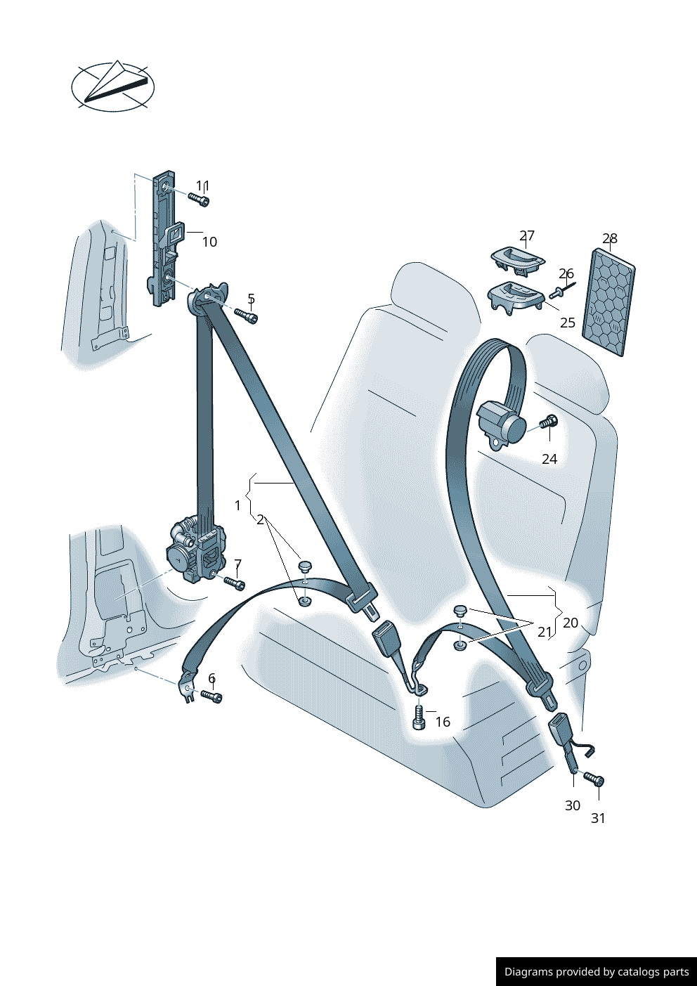 Volkswagen Seat Belt Guide 2N1881260A LLLParts