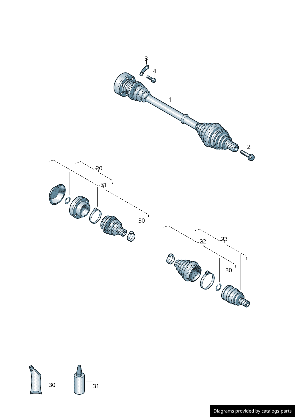 Volkswagen Drive Shaft With Constant Velocity Joints 2H0407271FX LLLParts